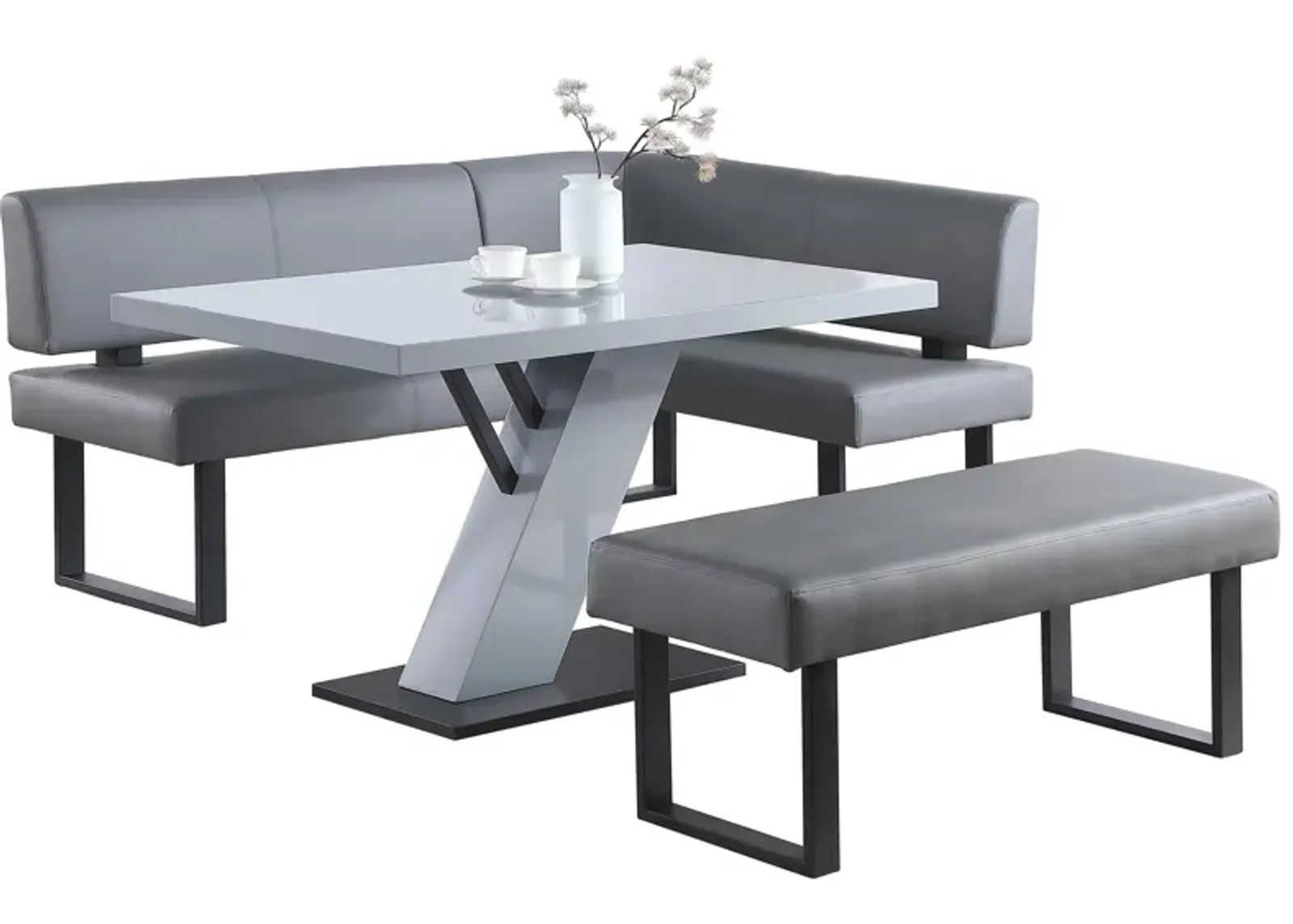 Linden 3-pc. Dining Set in Gray by Chintaly Imports