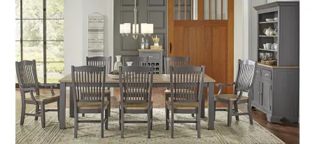 Port Townsend 9-pc. Rectangular Dining Set in Gull Gray-Seaside Pine by A-America