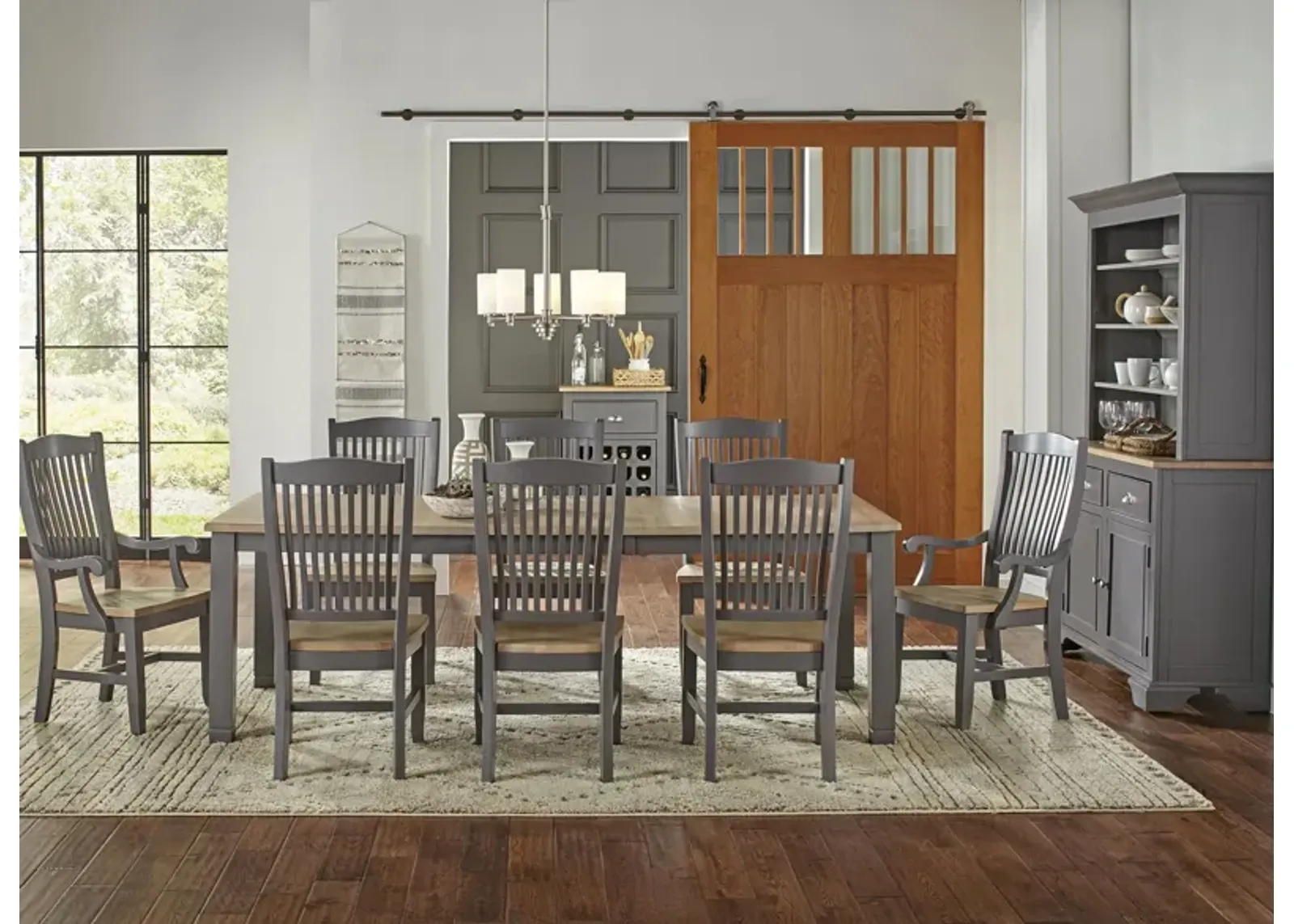 Port Townsend 9-pc. Rectangular Dining Set in Gull Gray-Seaside Pine by A-America