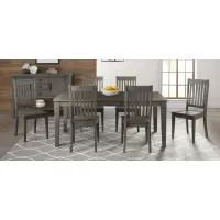 Huron 7-pc. Rectangular Slatback Dining Set in Distressed Gray by A-America