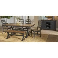 Stone Creek 6-pc. Dining Set w/Bench in Chickory/Black by A-America