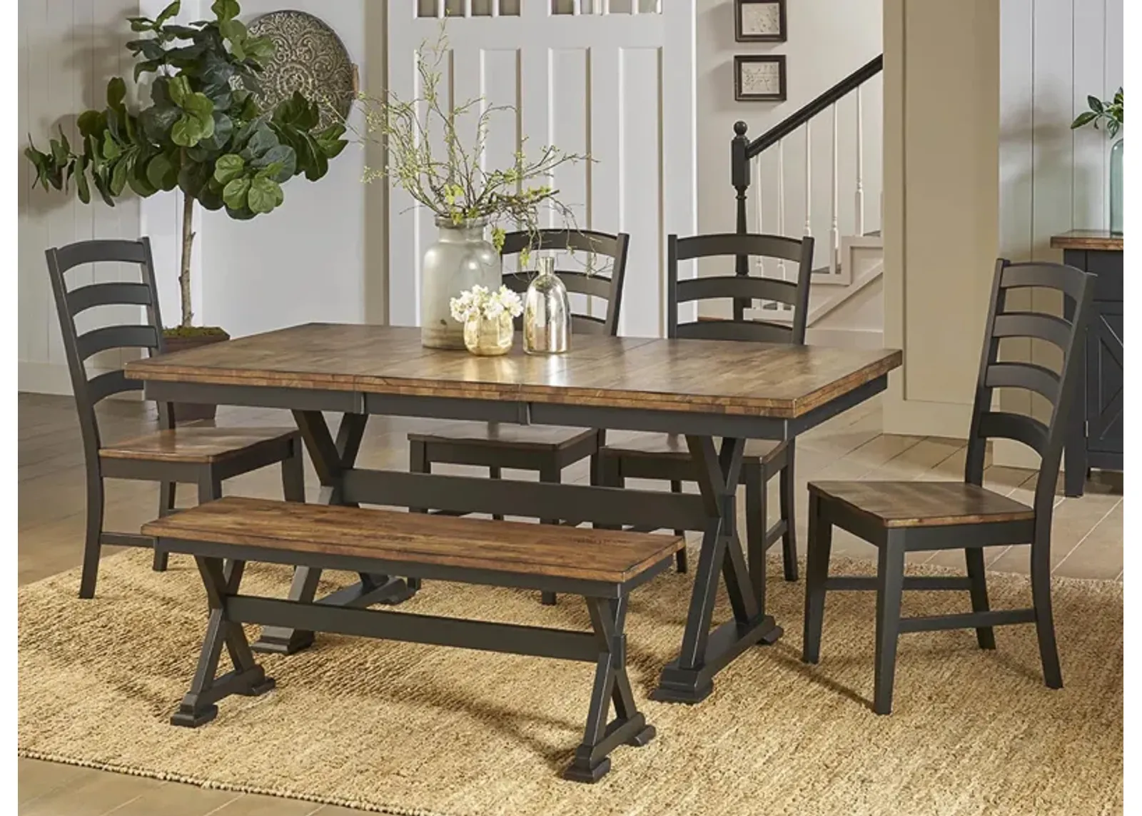 Stone Creek 6-pc. Dining Set w/Bench in Chickory/Black by A-America