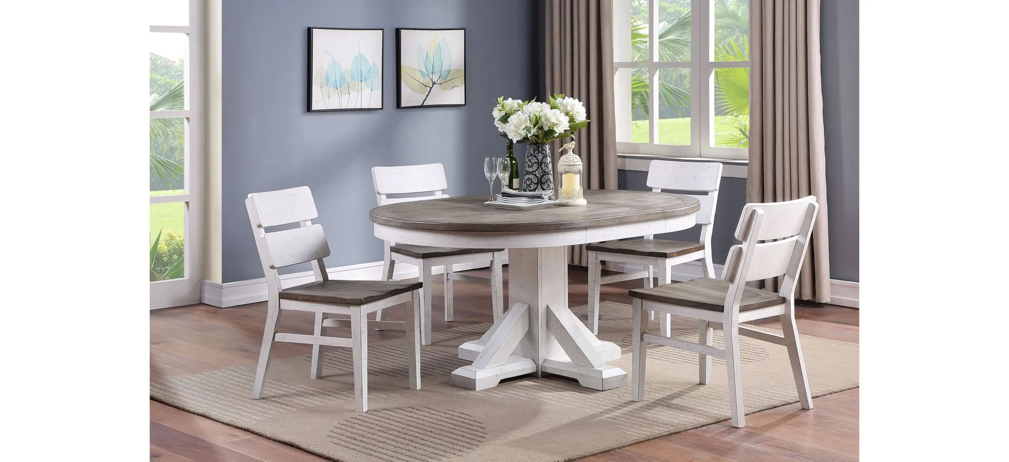 La Sierra 5-pc. Round Dining Table Set in White/Gray by ECI