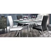 Paloma 5-pc. Glass Dining Set in Glass / Black / White by Chintaly Imports