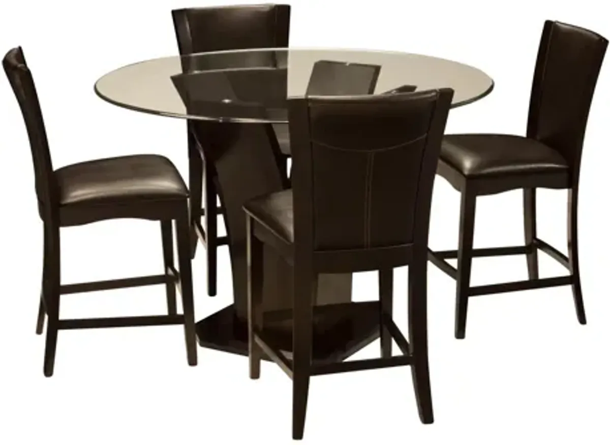 Venice 5-pc 54" Glass Counter-Height Dining Set