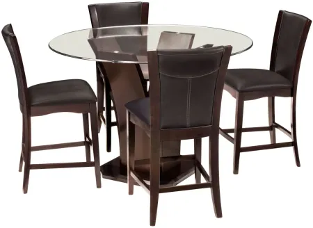 Venice 5-pc. 54" Glass Counter-Height Dining Set in Espresso by Homelegance