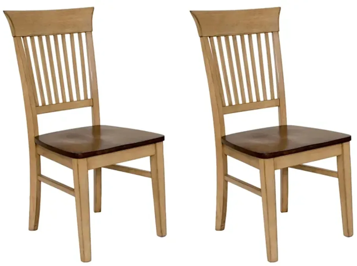 Brook Fancy Dining Chair: Set of 2 in Wheat and Pecan by Sunset Trading