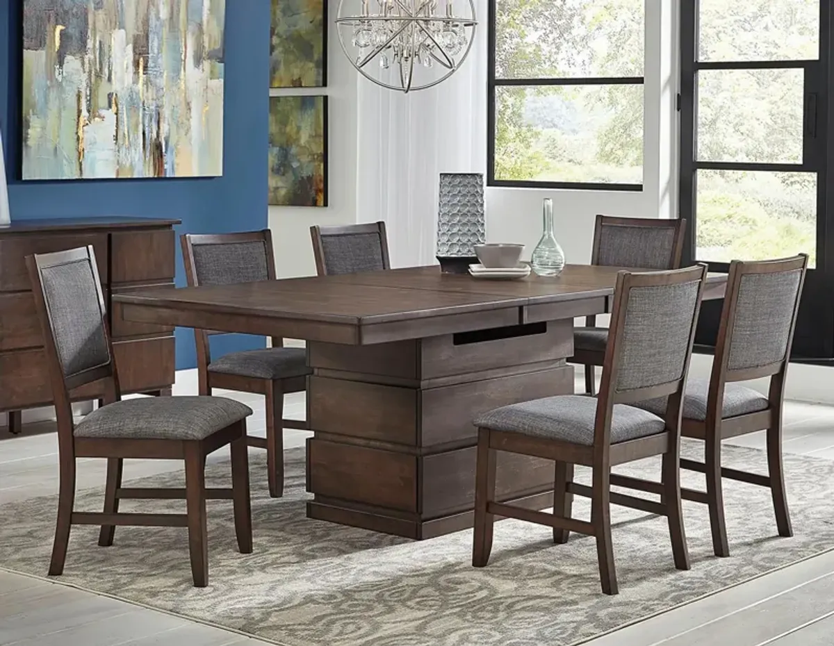 Chesney 7-pc. Dining Set with Adjustable-Height Table in FALCON BROWN by A-America