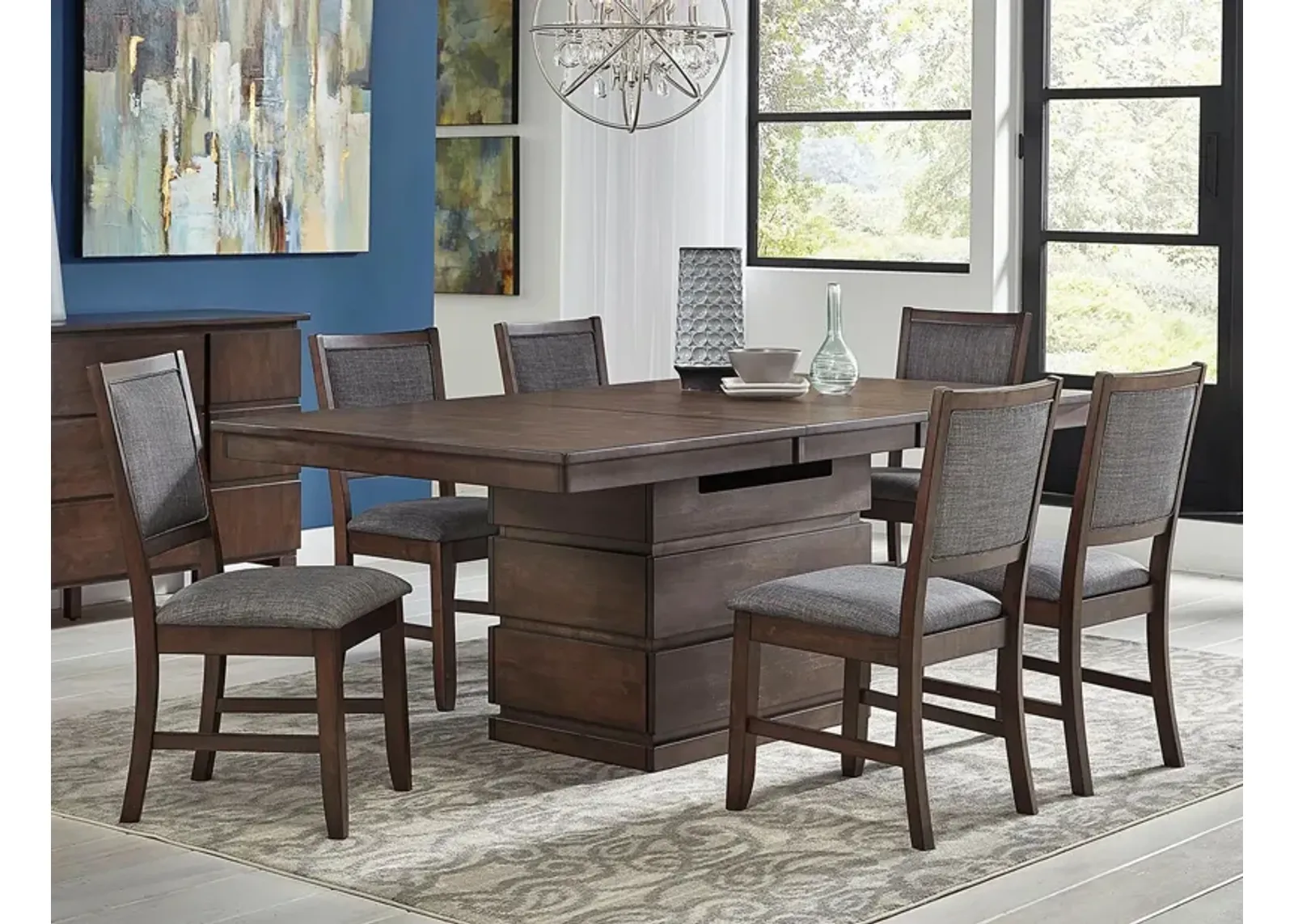 Chesney 7-pc. Dining Set with Adjustable-Height Table in FALCON BROWN by A-America