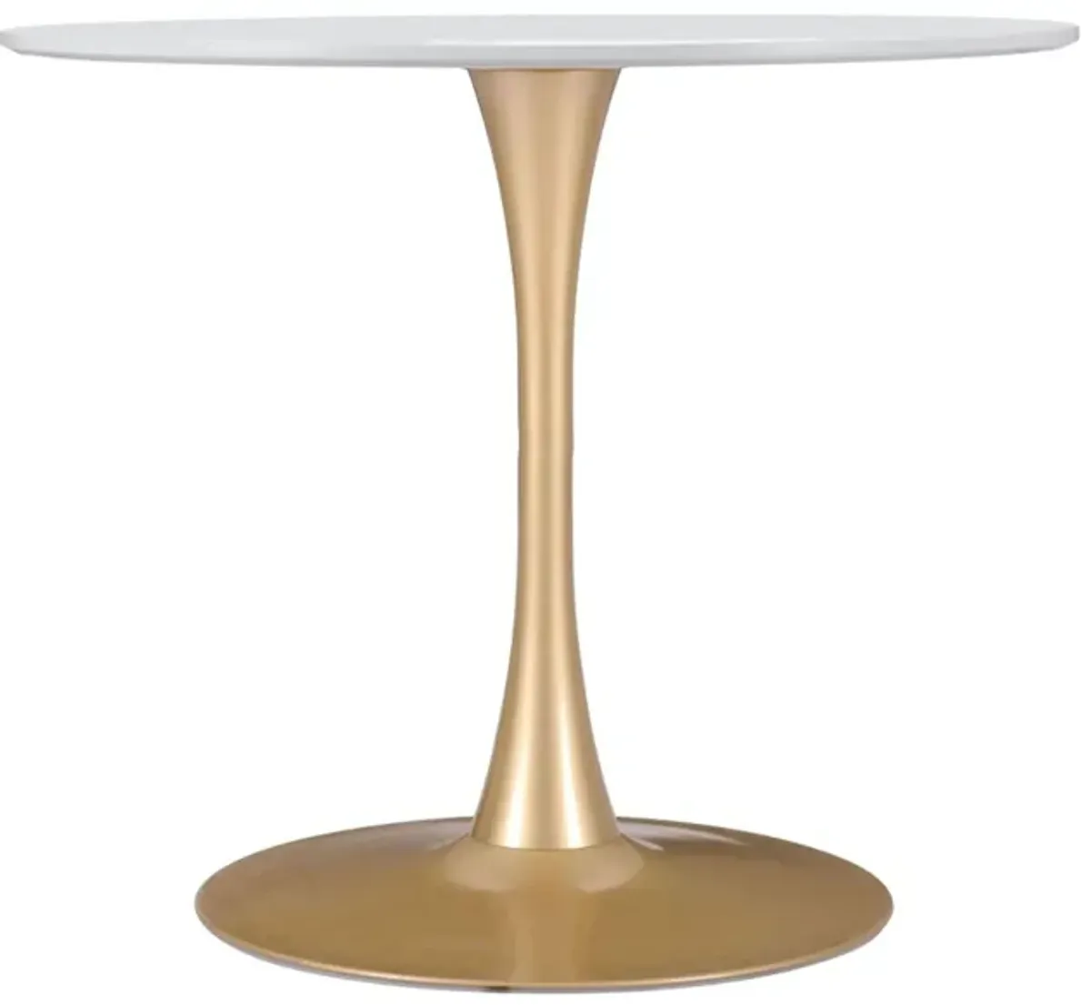 Opus Dining Table in White, Gold by Zuo Modern