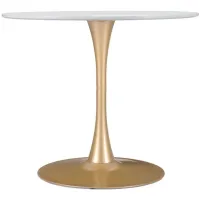 Opus Dining Table in White, Gold by Zuo Modern