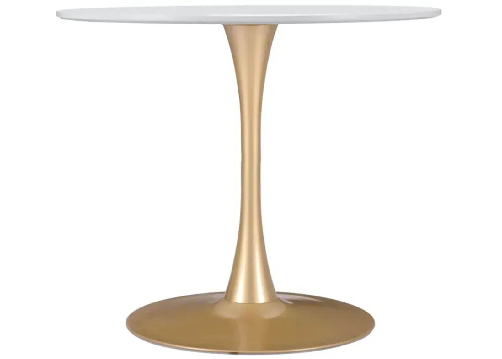 Opus Dining Table in White, Gold by Zuo Modern