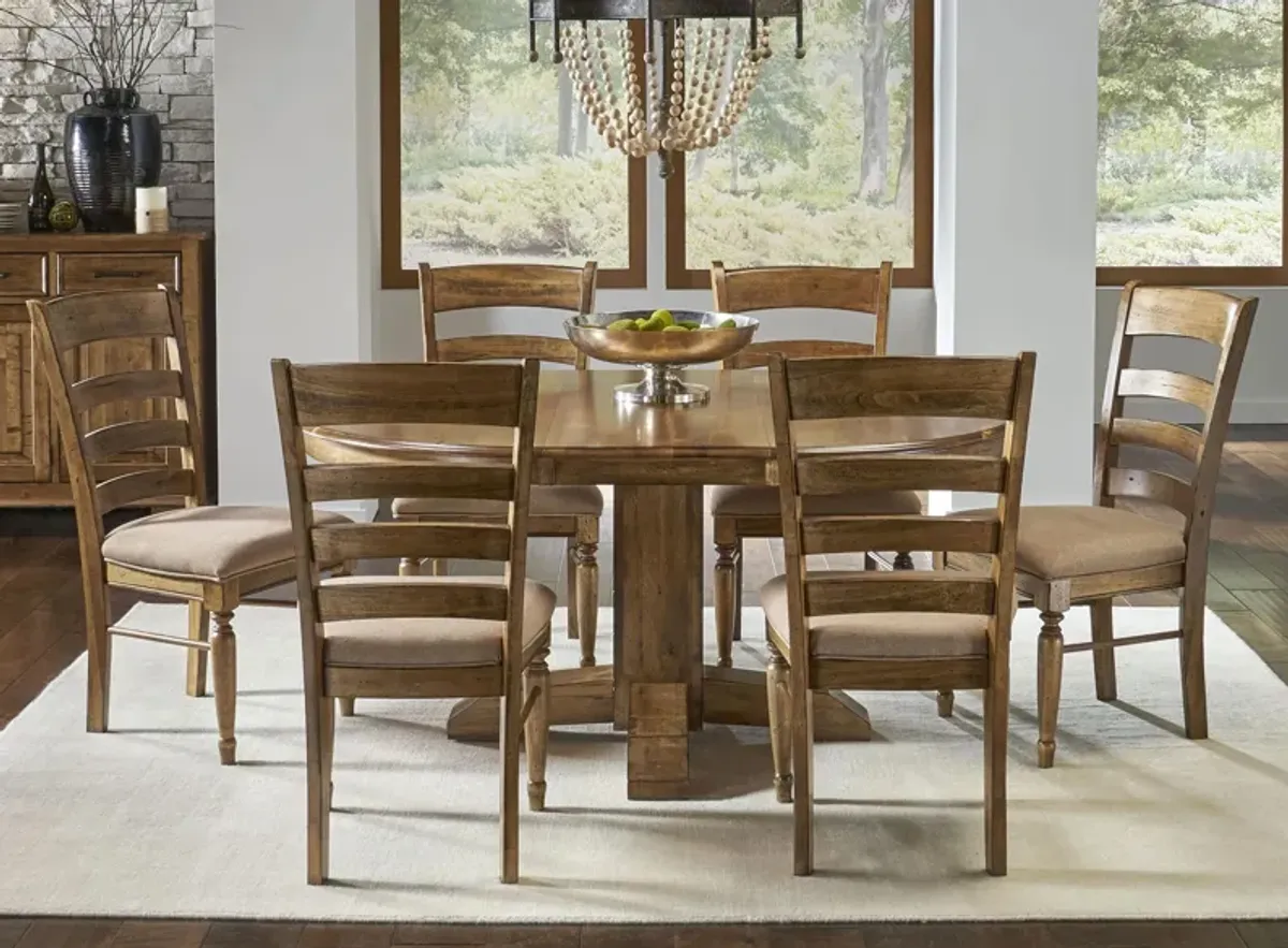 Bennett 7-pc. Dining Set w/ Round Pedestal Table in Smoky Quartz by A-America