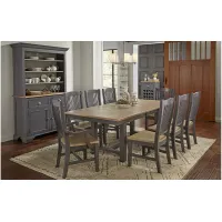 Port Townsend 9-pc. Rectangular Trestle Dining Set in Gull Gray-Seaside Pine by A-America