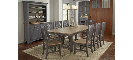 Port Townsend 9-pc. Rectangular Trestle Dining Set in Gull Gray-Seaside Pine by A-America