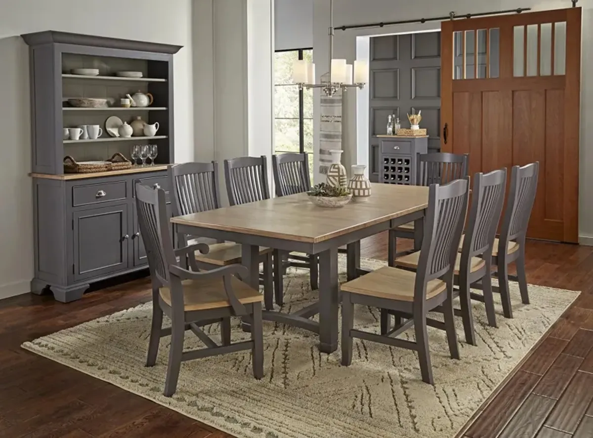 Port Townsend 9-pc. Rectangular Trestle Dining Set in Gull Gray-Seaside Pine by A-America