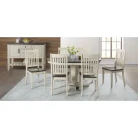 Huron 7-pc. Round Slatback Dining Set in Chalk-Cocoa Bean by A-America