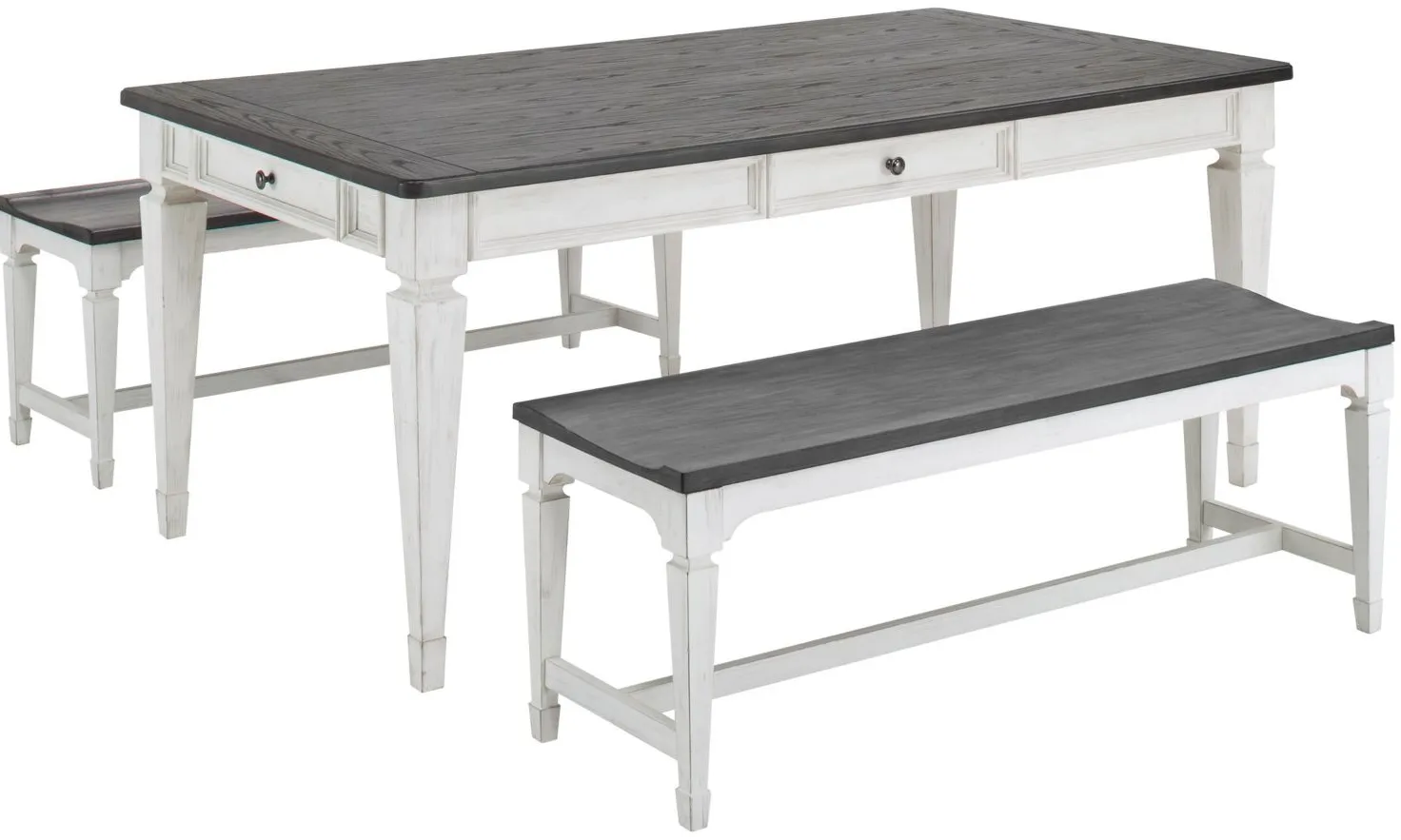 Shelby 3-pc. Dining Set w/Benches in White / Gray by Liberty Furniture