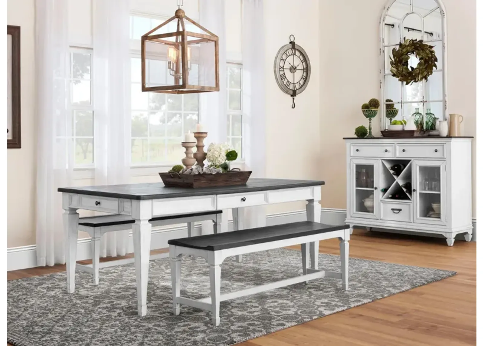 Shelby 3-pc. Dining Set w/Benches in White / Gray by Liberty Furniture