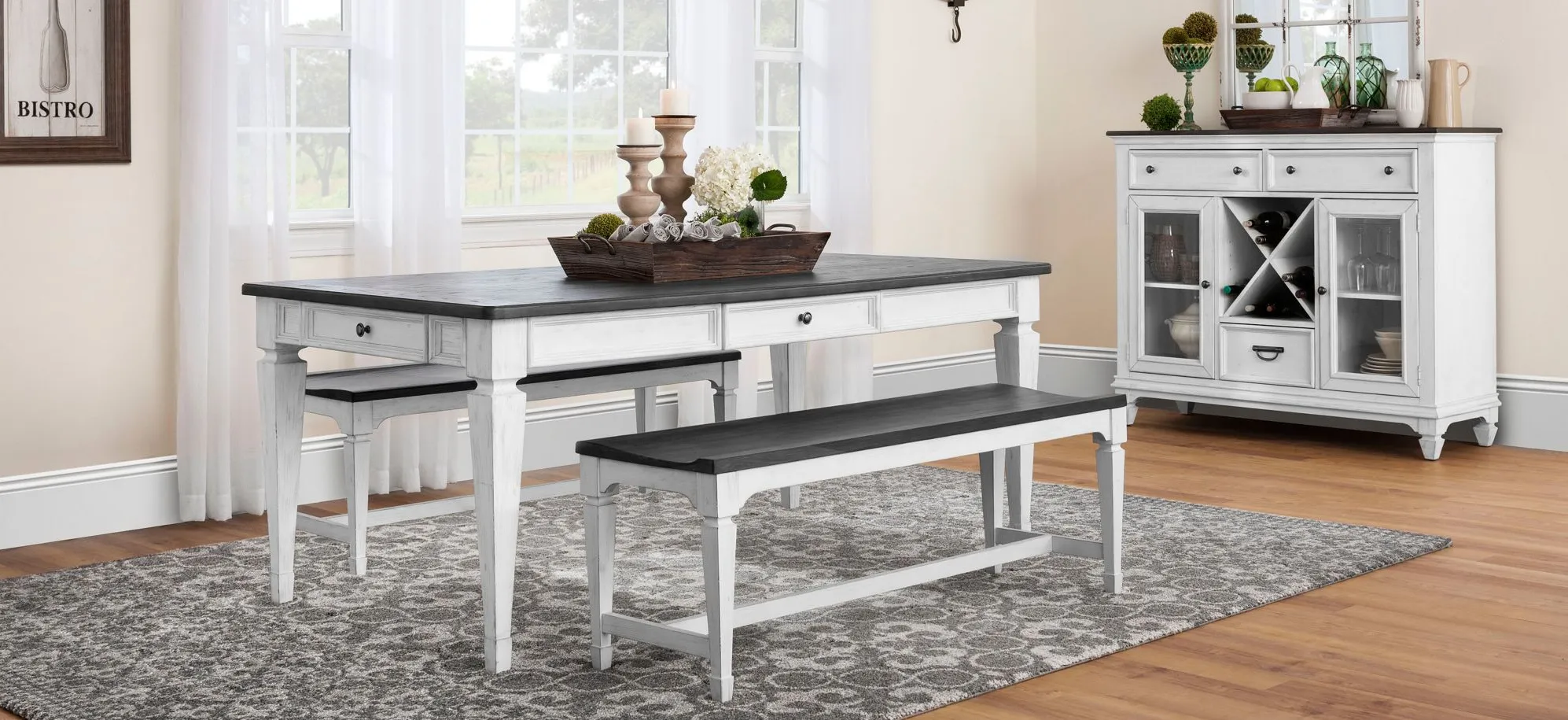 Shelby 3-pc. Dining Set w/Benches in White / Gray by Liberty Furniture