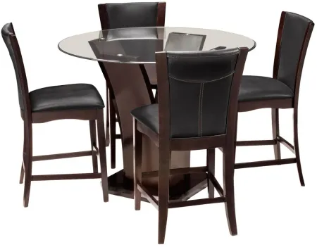 Venice 5-pc 48" Glass Counter-Height Dining Set in Espresso by Homelegance
