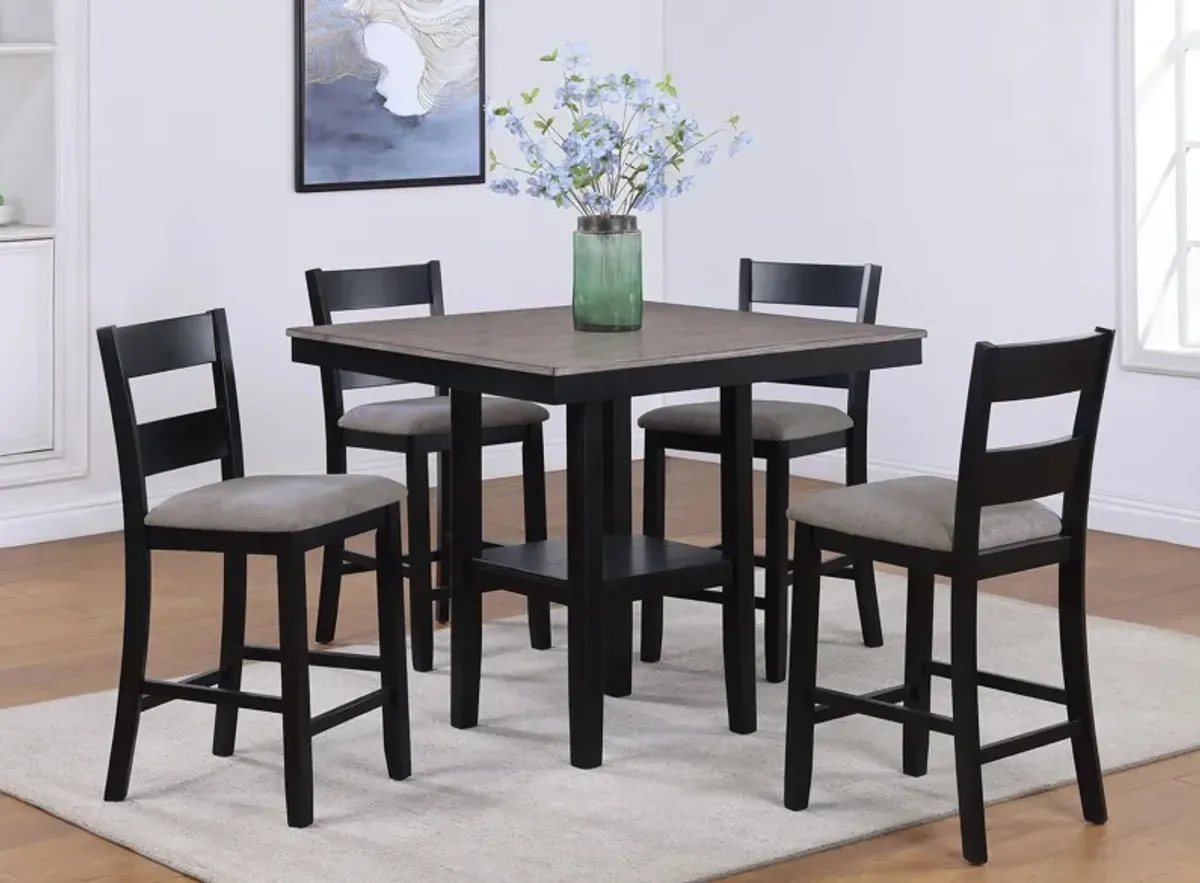 Lester 5-pc. Counter Height Dining Set in Light Grey/Charcoal by Crown Mark