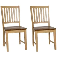 Brook Slat Back Chair: Set of 2 in Wheat and Pecan by Sunset Trading