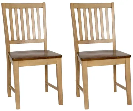Brook Slat Back Chair: Set of 2 in Wheat and Pecan by Sunset Trading