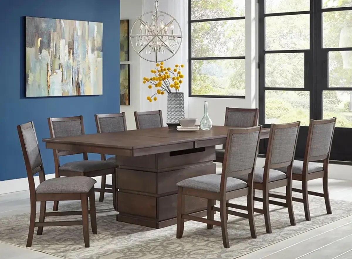 Chesney 9-pc. Dining Table Set in FALCON BROWN by A-America