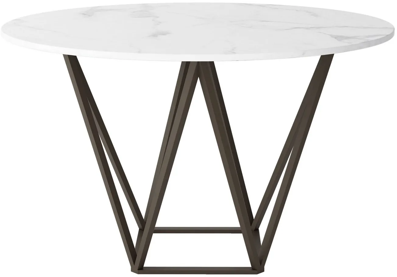 Tintern Dining Table in White, Antique Brass by Zuo Modern