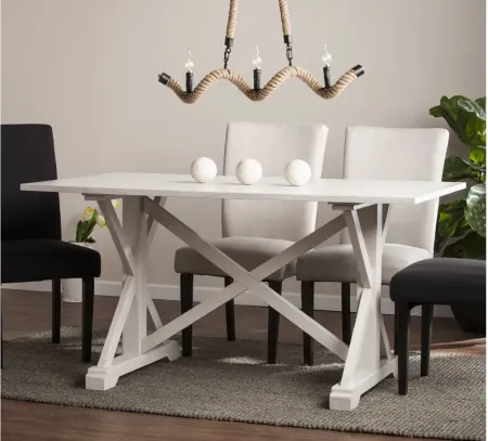 Joy Cardwell Farmhouse Dining Table in White by SEI Furniture