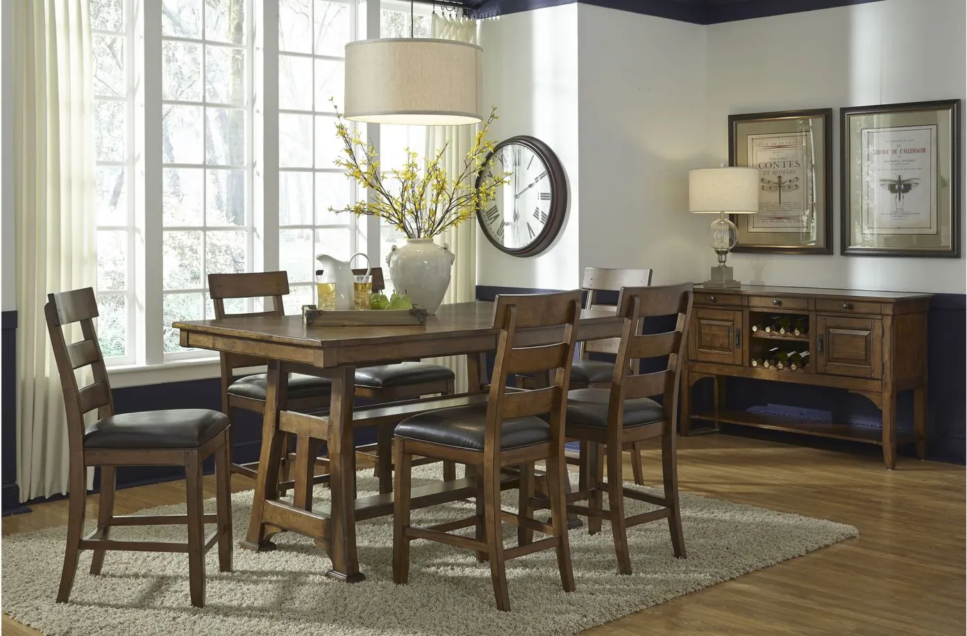 Ozark 7-pc. Counter-Height Dining Set in Warm Pecan by A-America