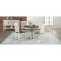Huron 5-pc. Round Slatback Dining Set in Chalk-Cocoa Bean by A-America