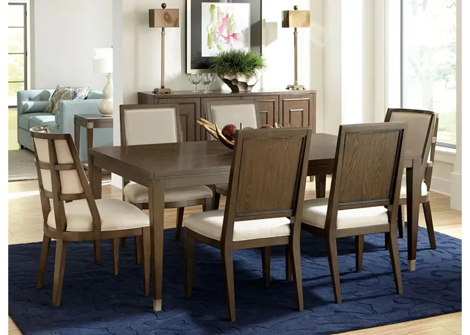 Huntington Park 7-pc. Rectangle Dining Set in Dark Elm by Riverside Furniture