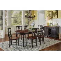 British Isles 7-pc. Oval Napoleon Dining Set with Leaves in Oak-Black by A-America