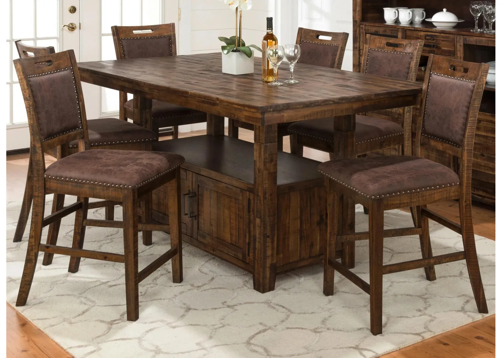 Cannon Valley 7-pc. Counter-Height Dining Set in Brown / Distressed Medium Brown by Jofran