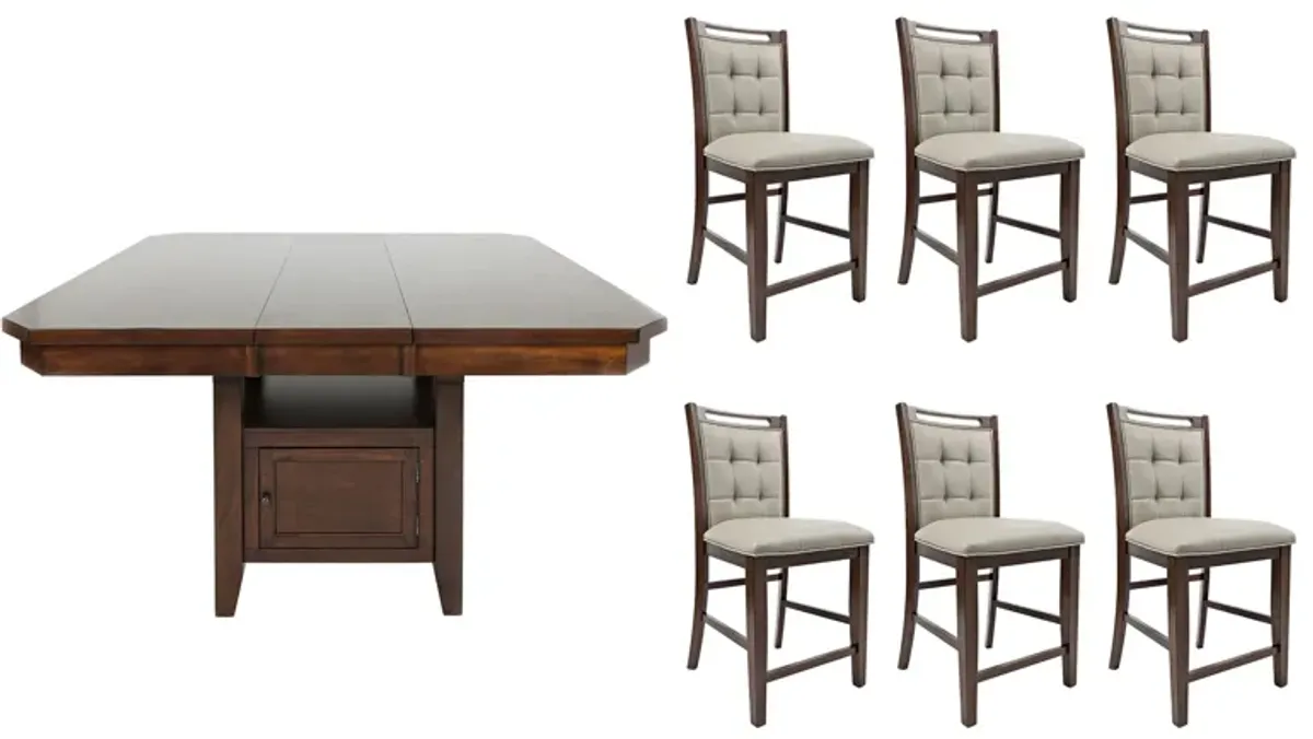 Manchester 7-pc. Counter-Height Dining Set in Warm Brown by Jofran