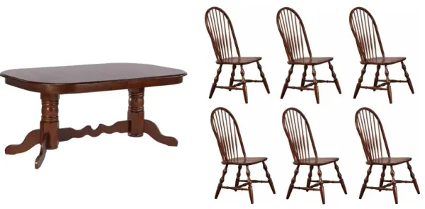 Fenway 7-pc. Dining Set w/ Double Pedestal Table