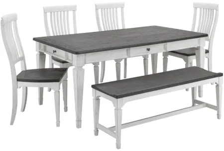 Shelby 6-pc. Dining Set w/Bench in White / Gray by Liberty Furniture
