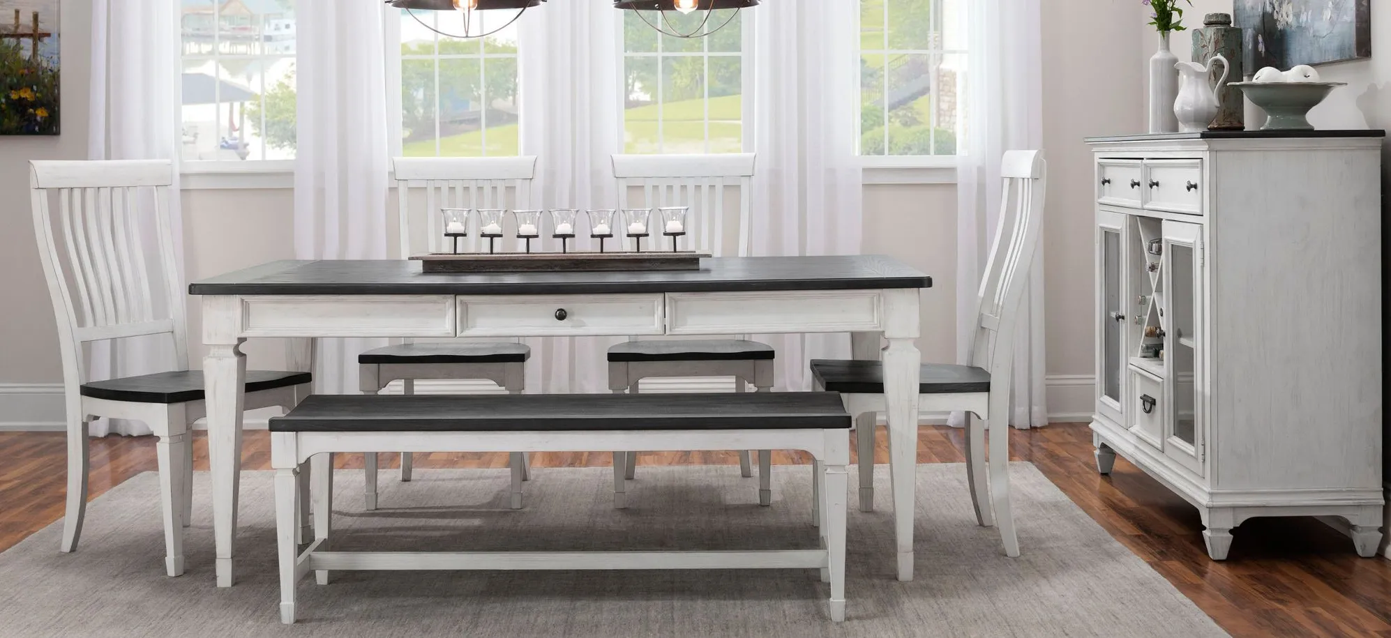 Shelby 6-pc. Dining Set w/Bench in White / Gray by Liberty Furniture