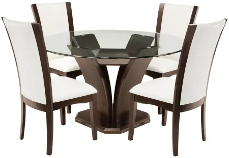 Venice 5-pc. 54" Glass Dining Set in Coconut by Homelegance