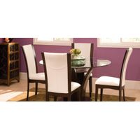Venice 5-pc. 54" Glass Dining Set in Coconut by Homelegance