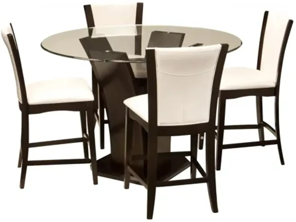 Venice 5-pc 54" Glass Counter-Height Dining Set