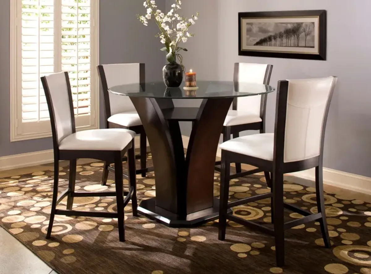 Venice 5-pc 54" Glass Counter-Height Dining Set