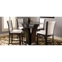 Venice 5-pc. 54" Glass Counter-Height Dining Set in Coconut by Homelegance