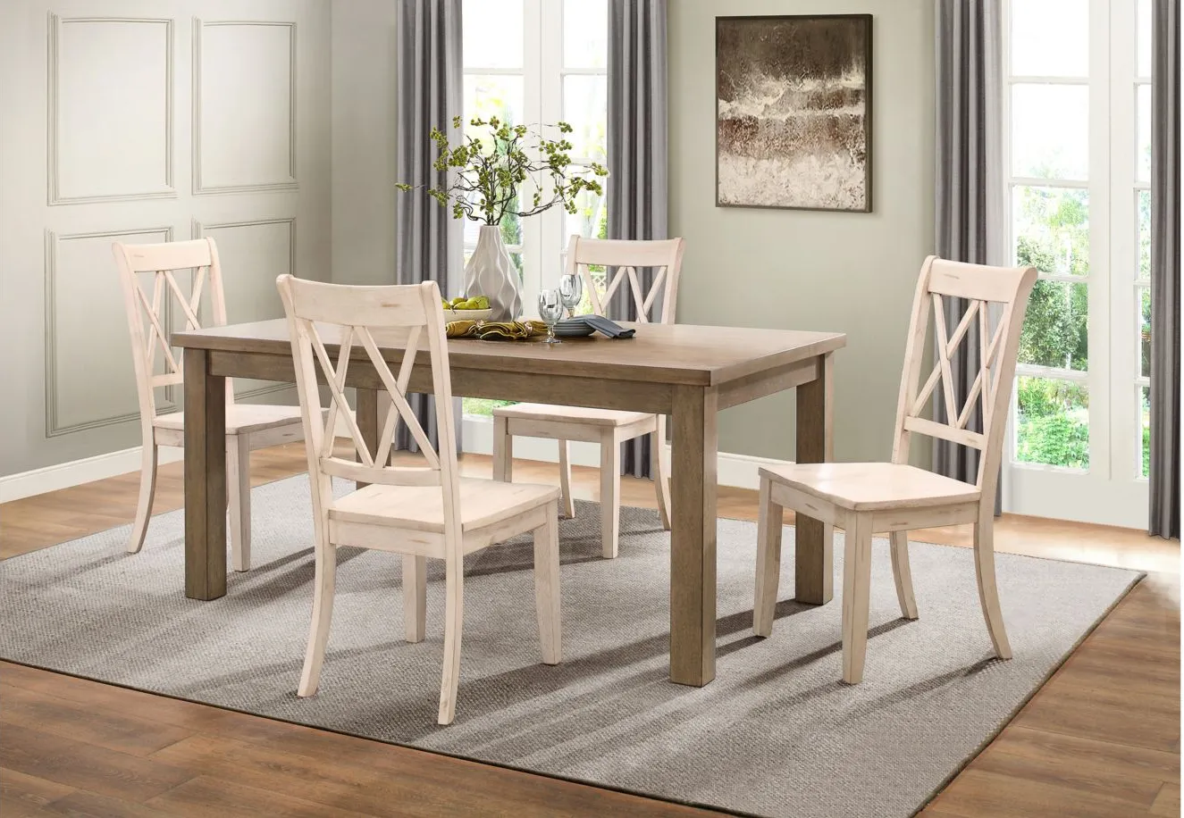 Salena 5-pc Dining Set in Natural & White by Homelegance