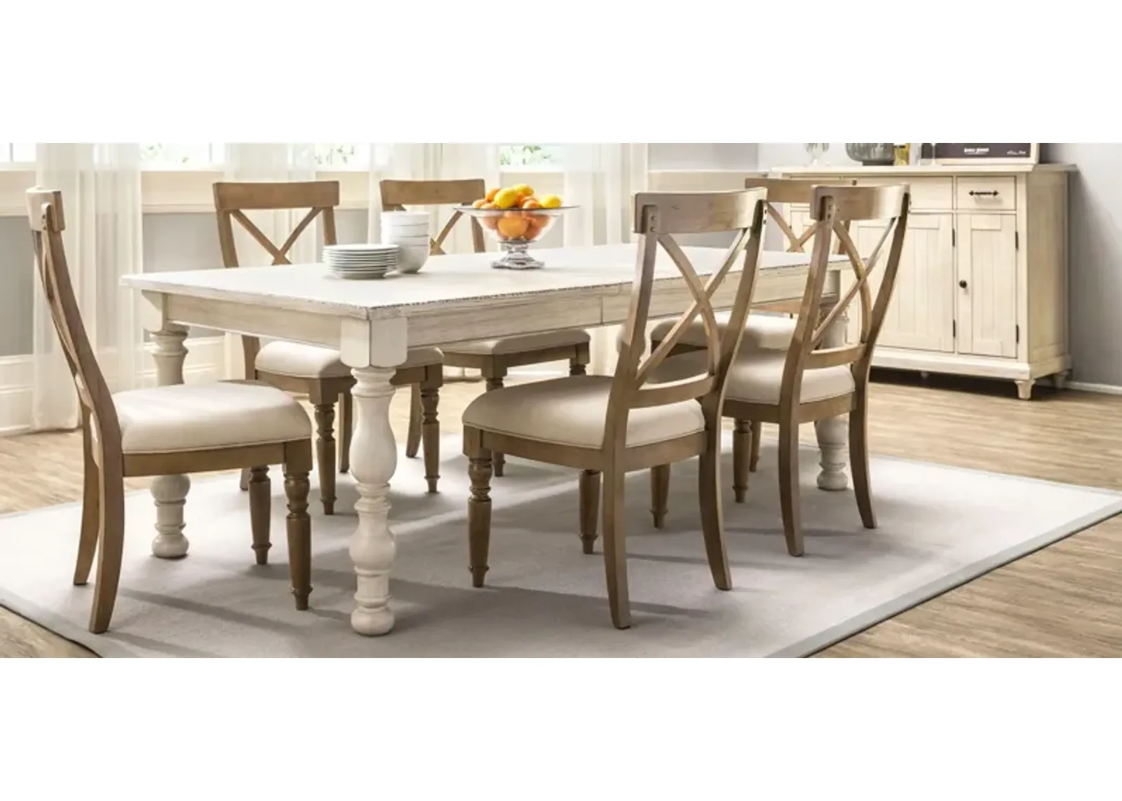 Aberdeen Dining Set in Beige / Weathered White / Weathered Drif by Riverside Furniture