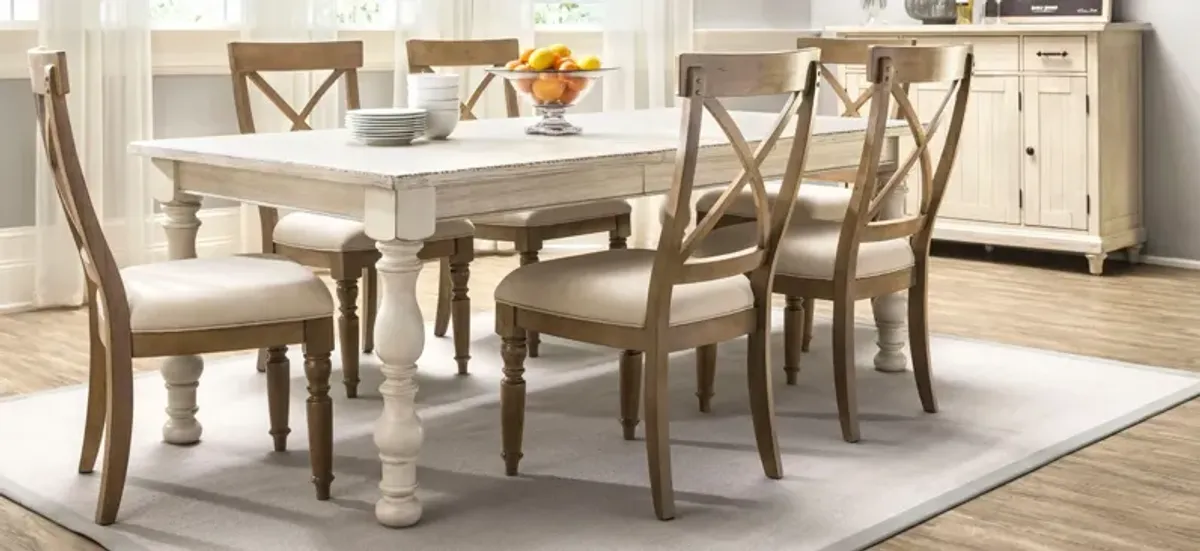 Aberdeen Dining Set in Beige / Weathered White / Weathered Drif by Riverside Furniture