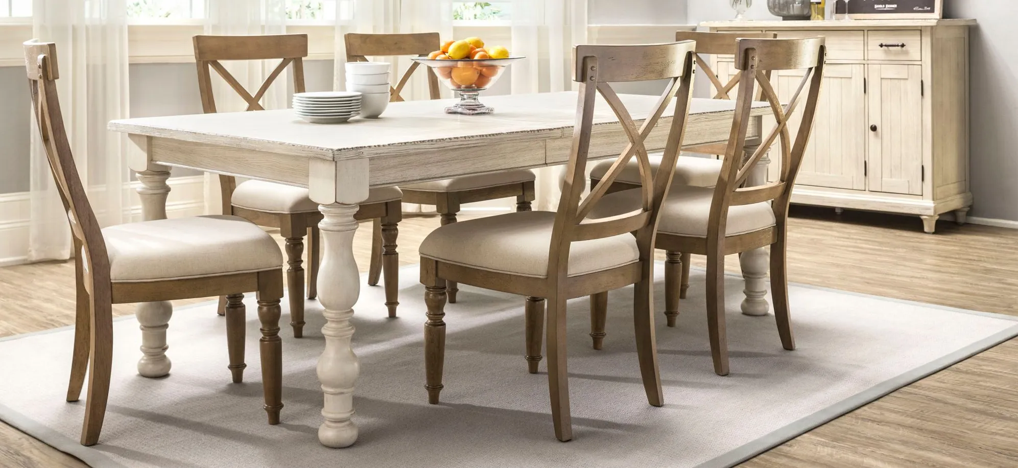 Aberdeen 7-pc. Dining Set in Beige / Weathered White / Weathered Drif by Riverside Furniture