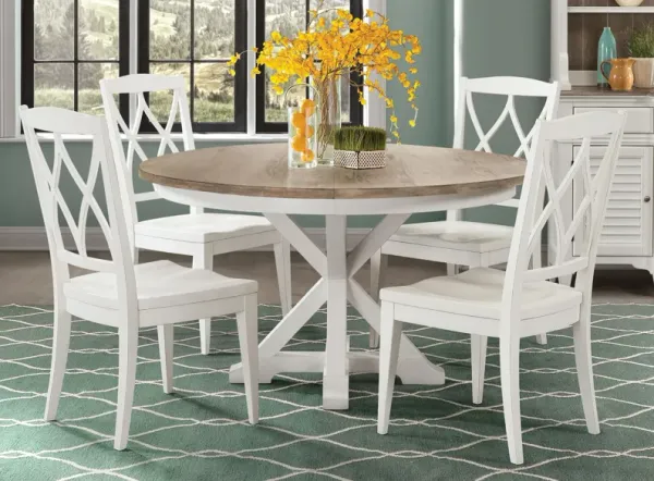 Myra 5-pc. Dining Set w/ Double X-Back Upholstered Chairs